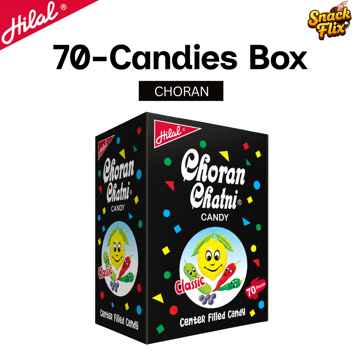 Chooran Chatni Candy– 70 Pieces Box | Centre-Filled ⚫✨
