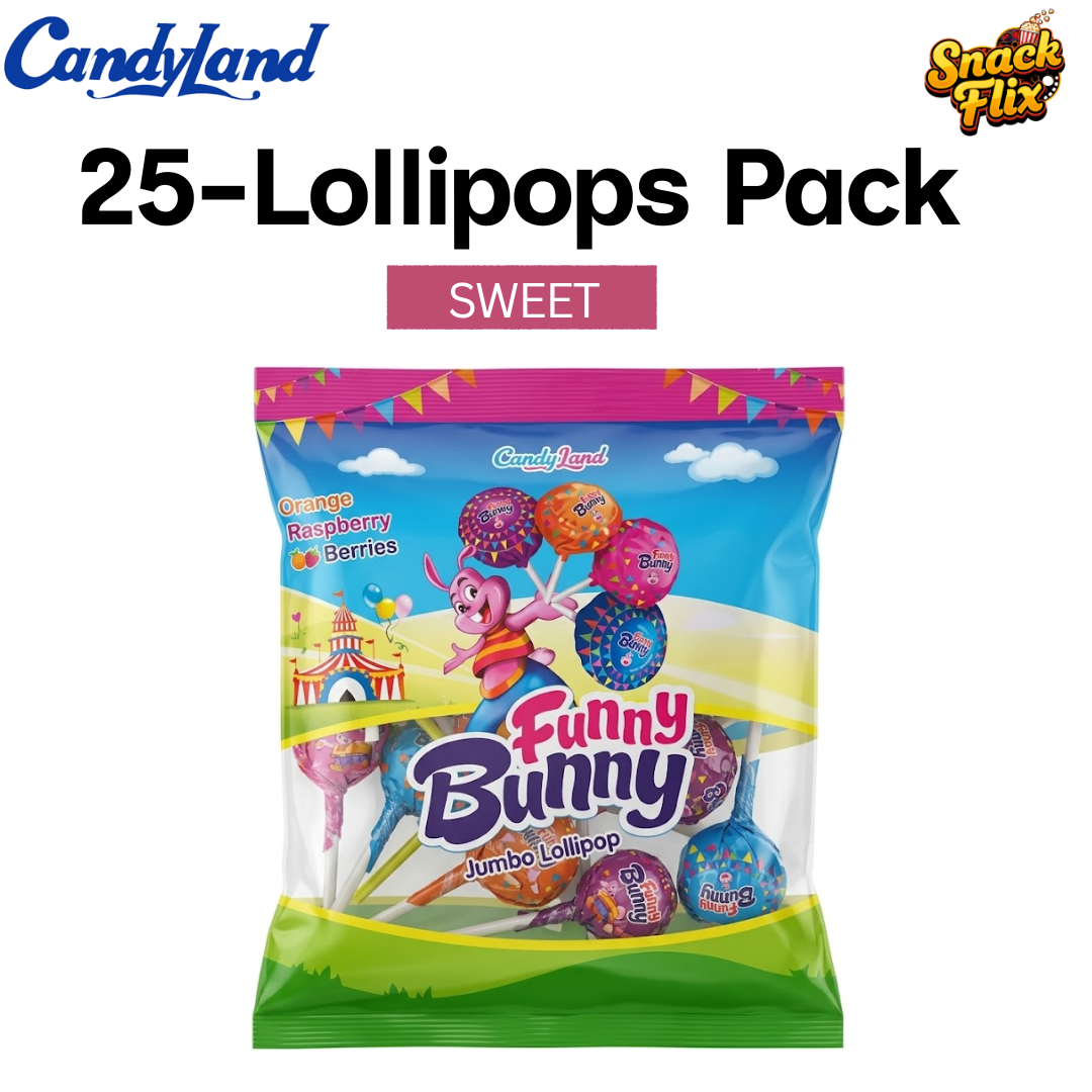 Funny Bunny Lollipops – CandyLand | 25 Lollipops Pouch 🍭🐰