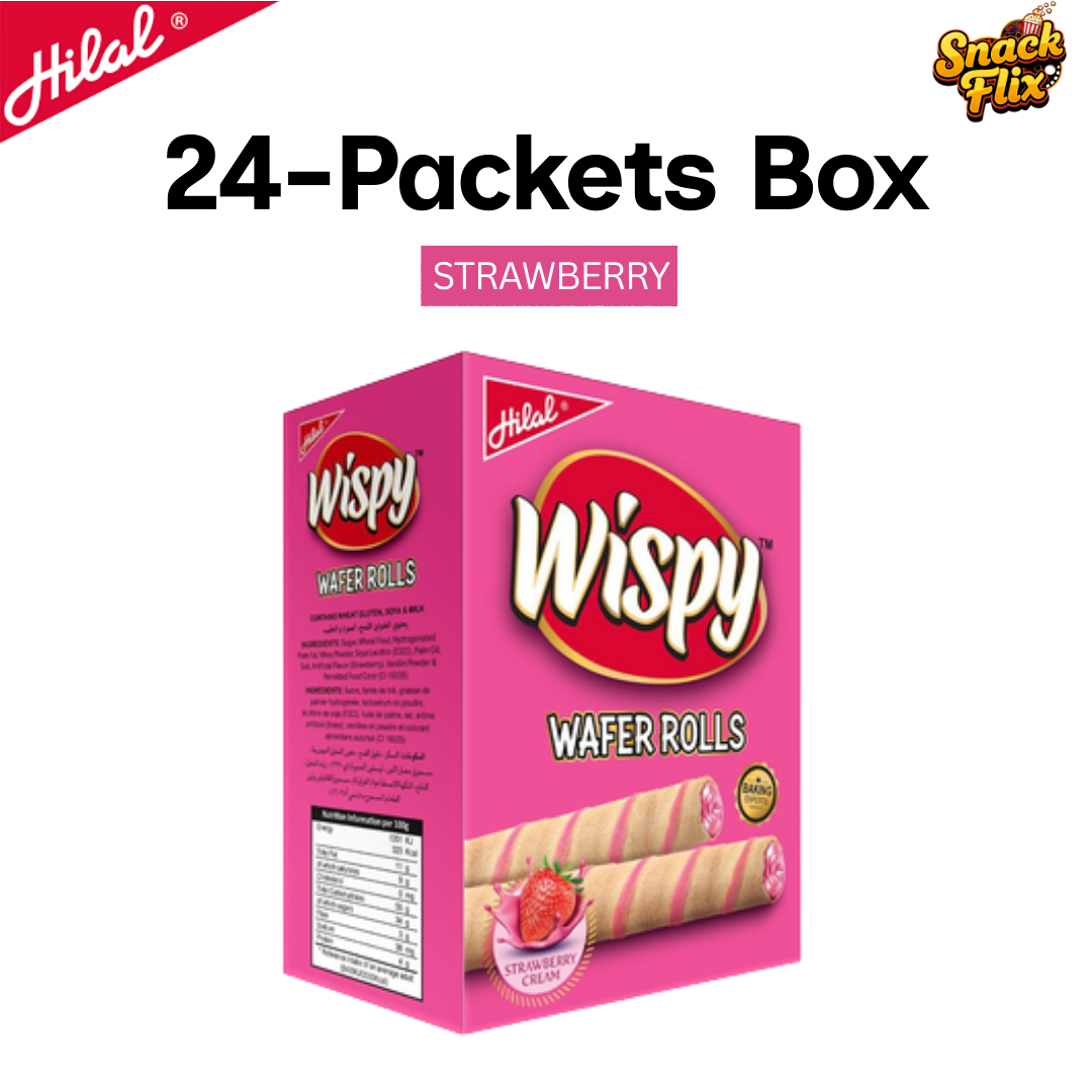Wispy Strawberry Wafer Rolls – 24 Packets Box🍓✨