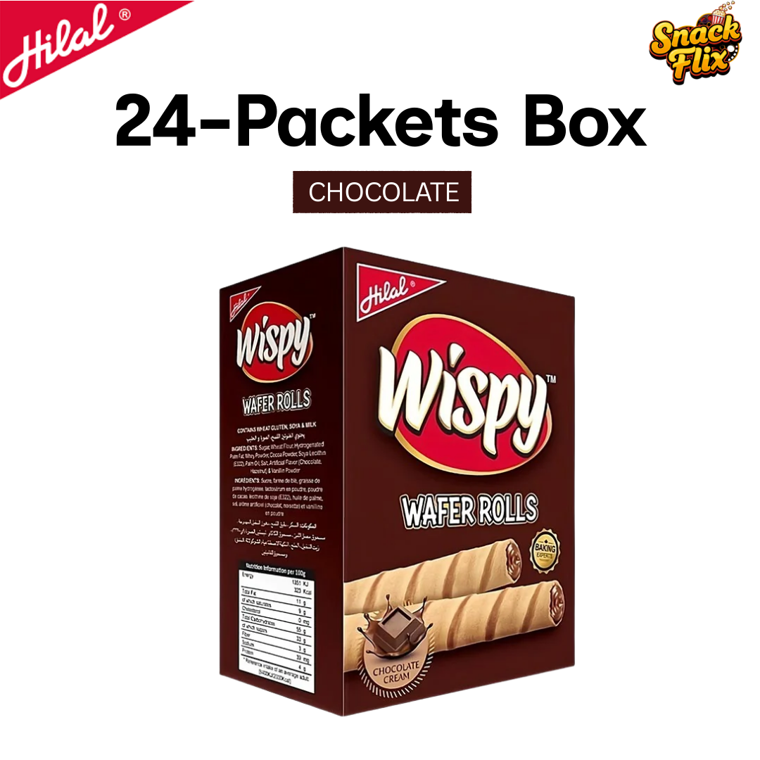 Wispy Chocolate Wafer Rolls – 24 Packets Box🍫✨