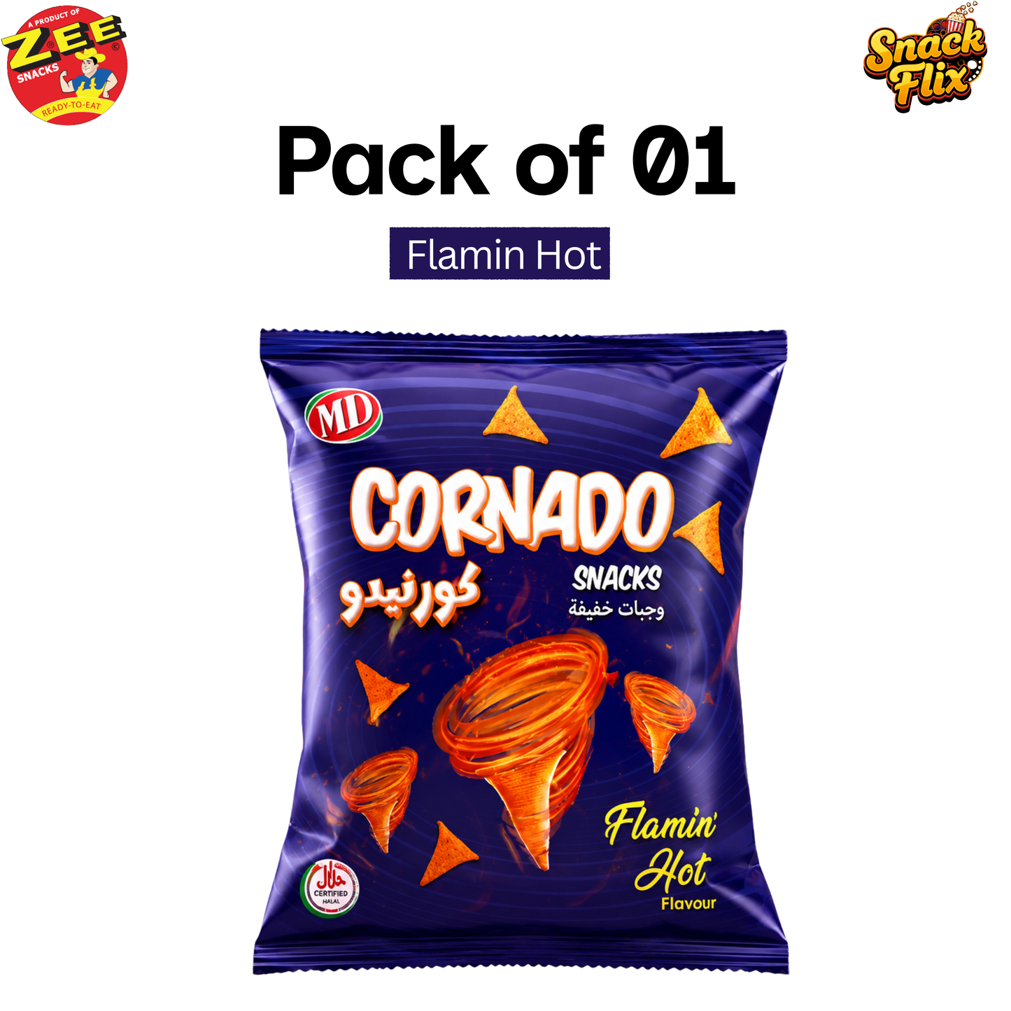 MD Cornado Flamin’ Hot Snacks – Pack of 1