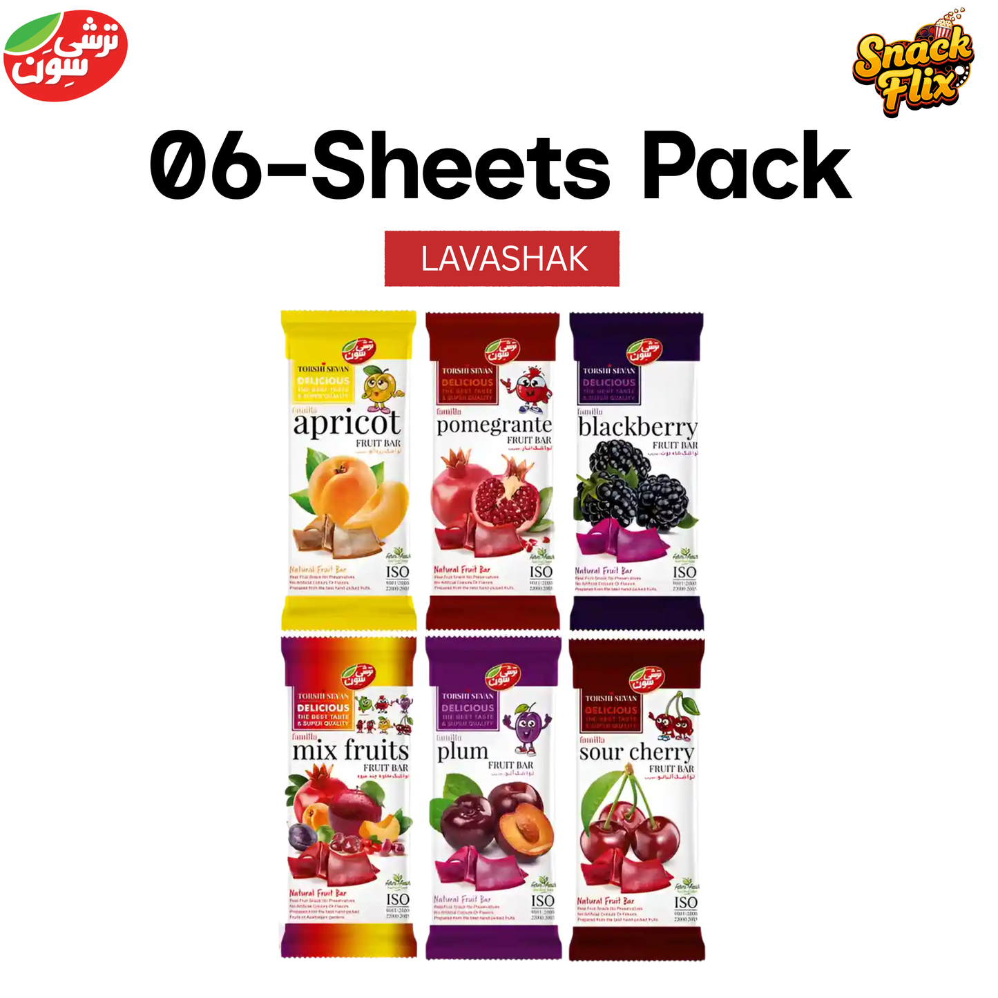 Lavashak Sheets Pack of 06 -  Mix Flavors - Torshi Sevan
