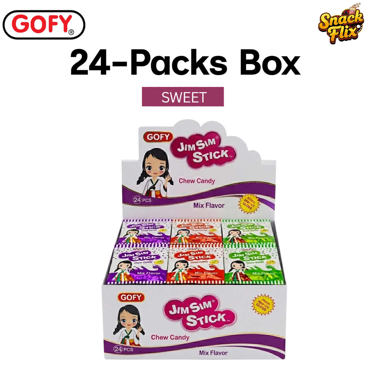 Jim Sim Sticks Mix Flavor – Fruity Sticks | 24 Packs Box 🍓🌈