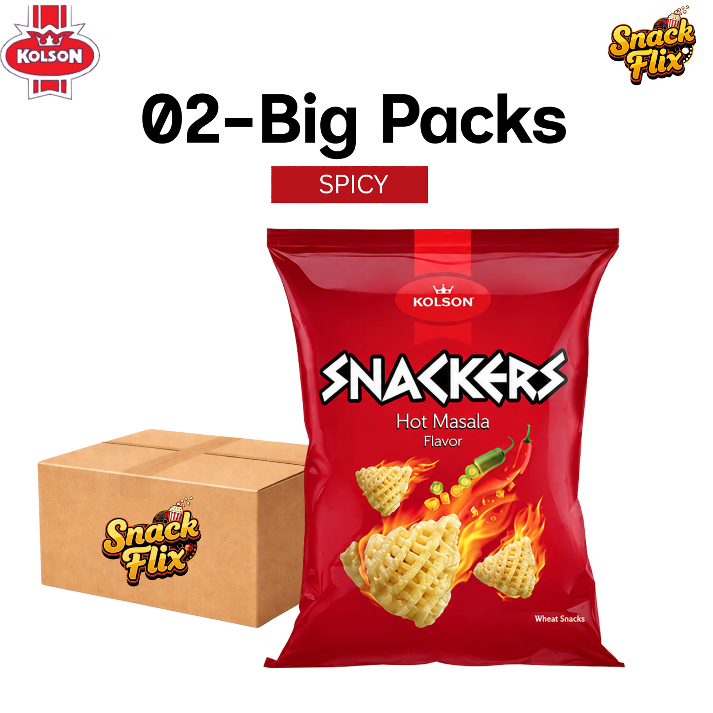 Kolson Snackers Hot Masala | 2 Bigger Packs