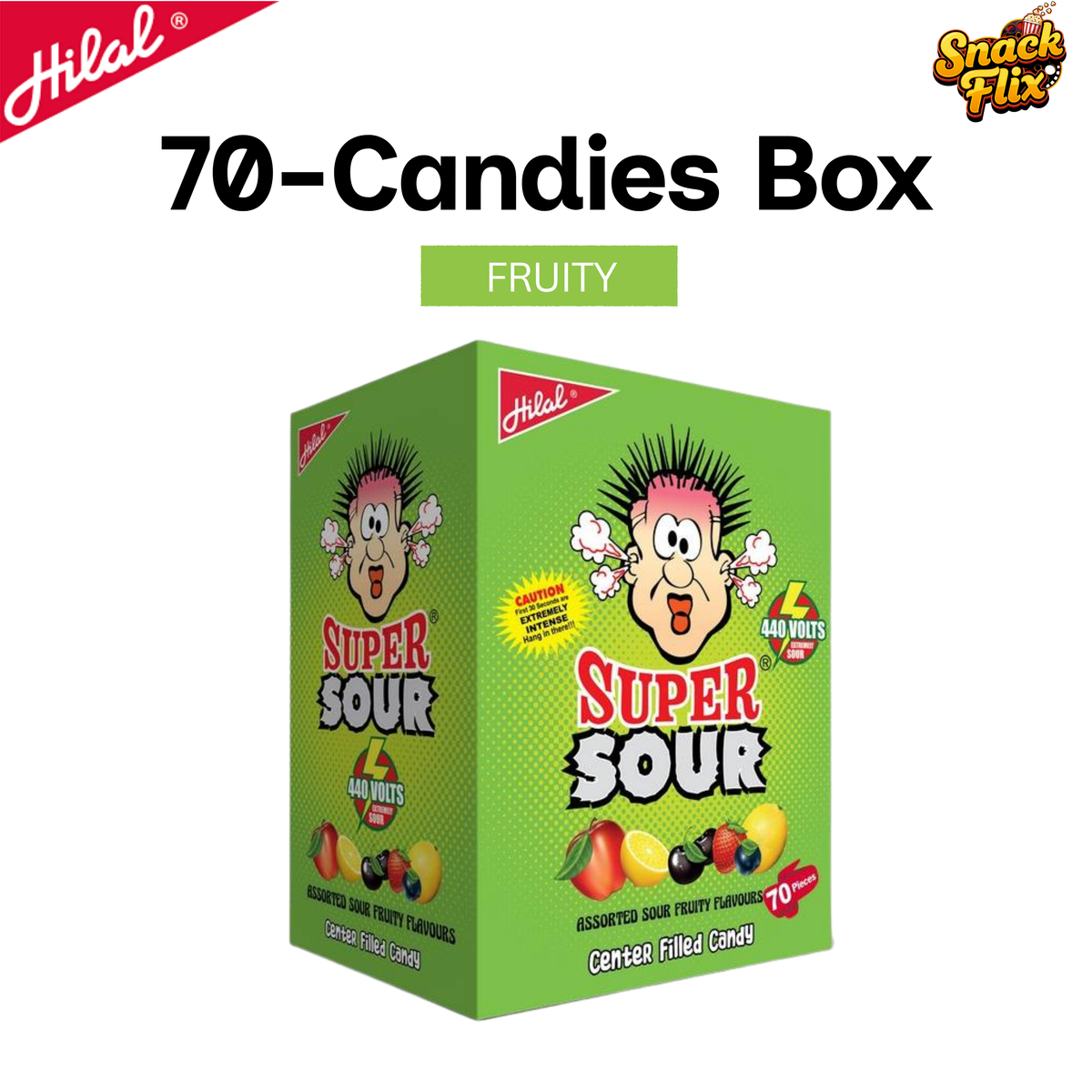 Super Sour Candy – 70 Pieces Box⚡🍓