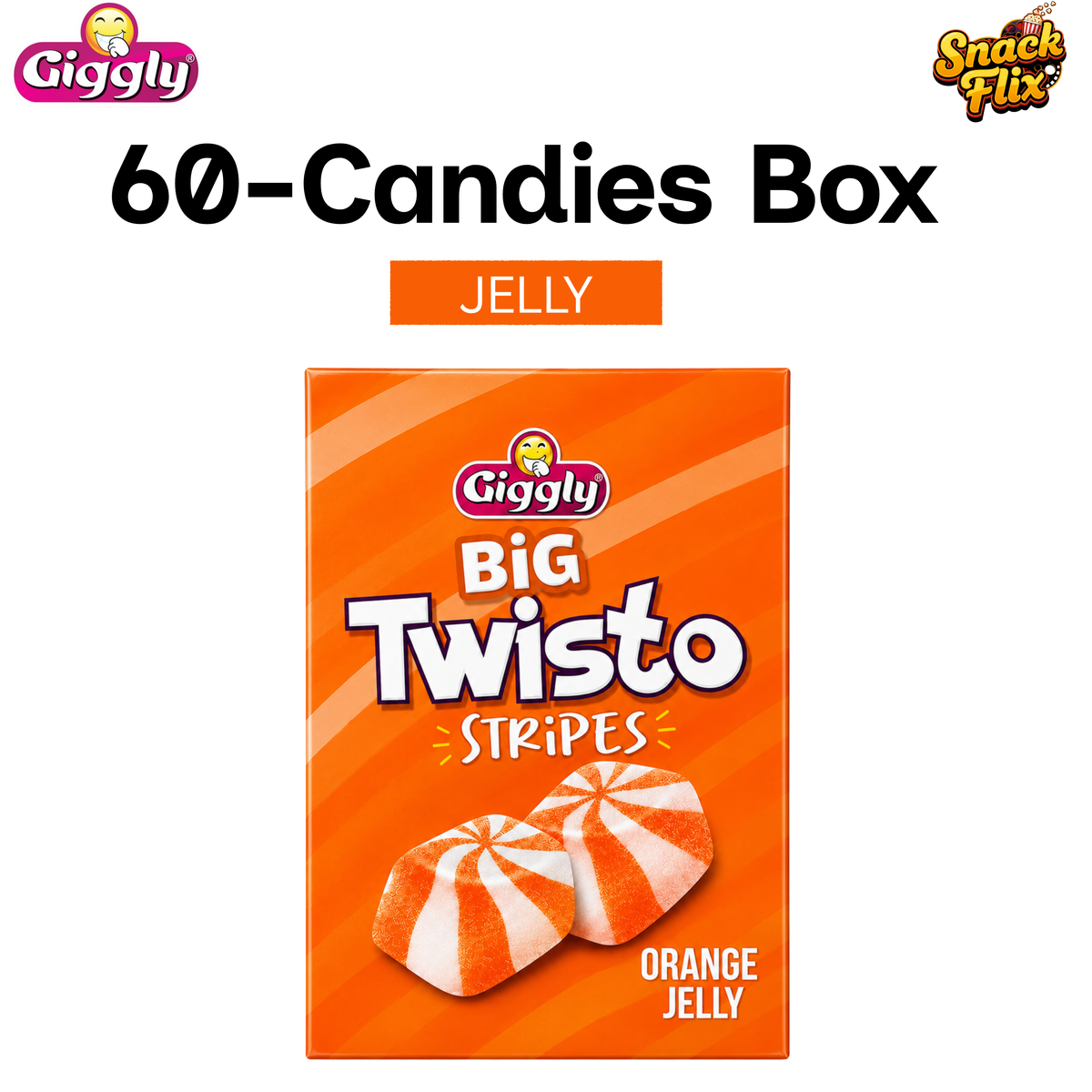 Twisto Stripes Orange Jelly – 60 Candies Box🍊