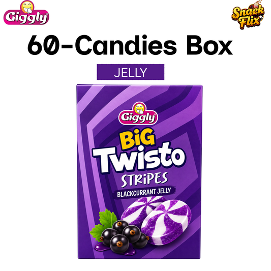 Twisto Stripes Black Currant Jelly – 60 Candies Box