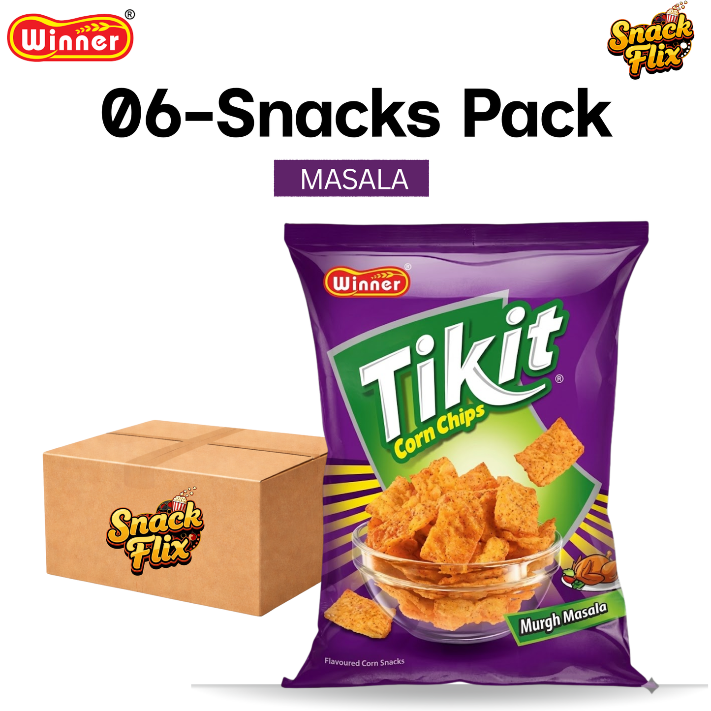 Tikit Murgh Masala Corn Chips (6 Snack Packs) 🌽🌶️