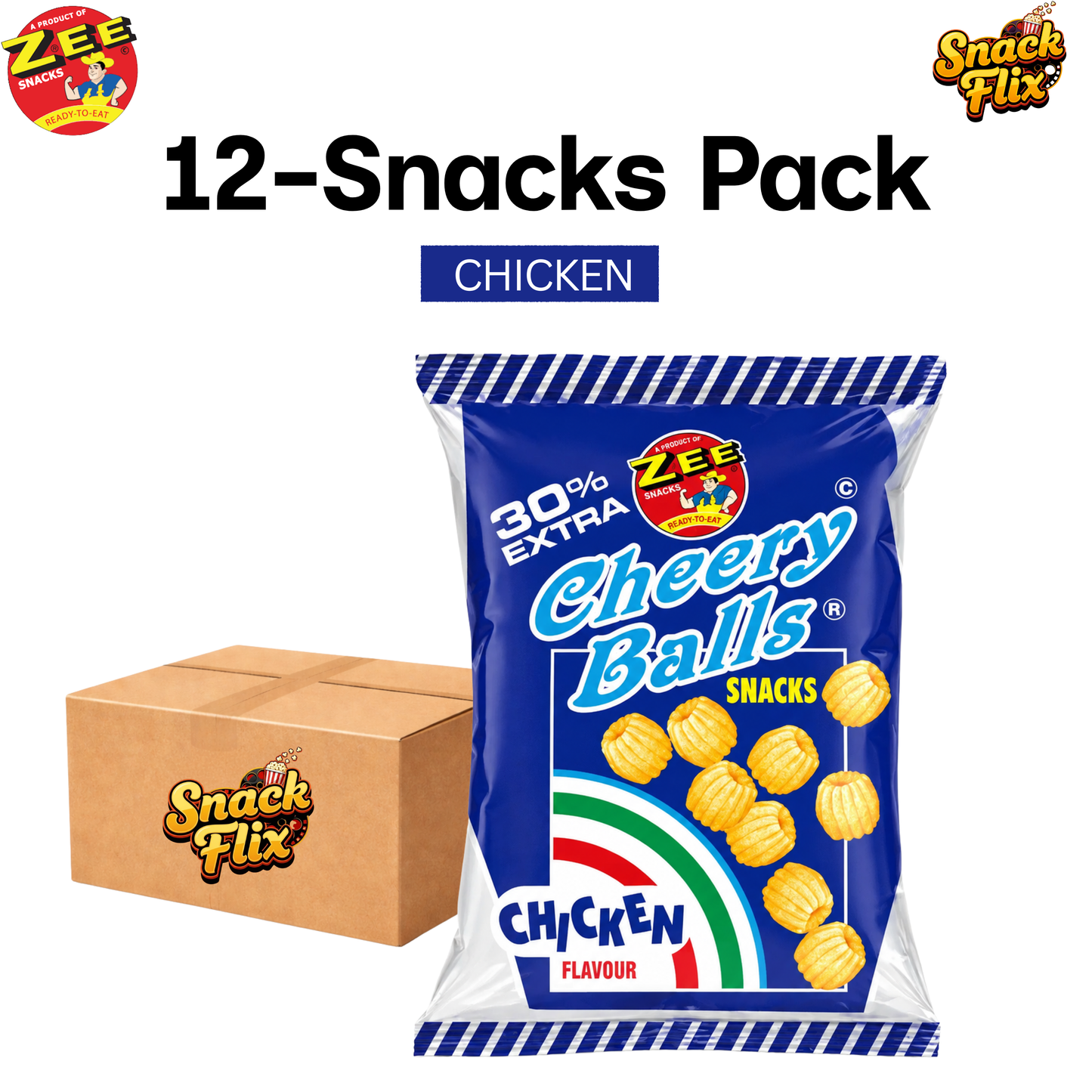 ZEE Cheery Balls Chicken Flavour – 12 Packs 🍗