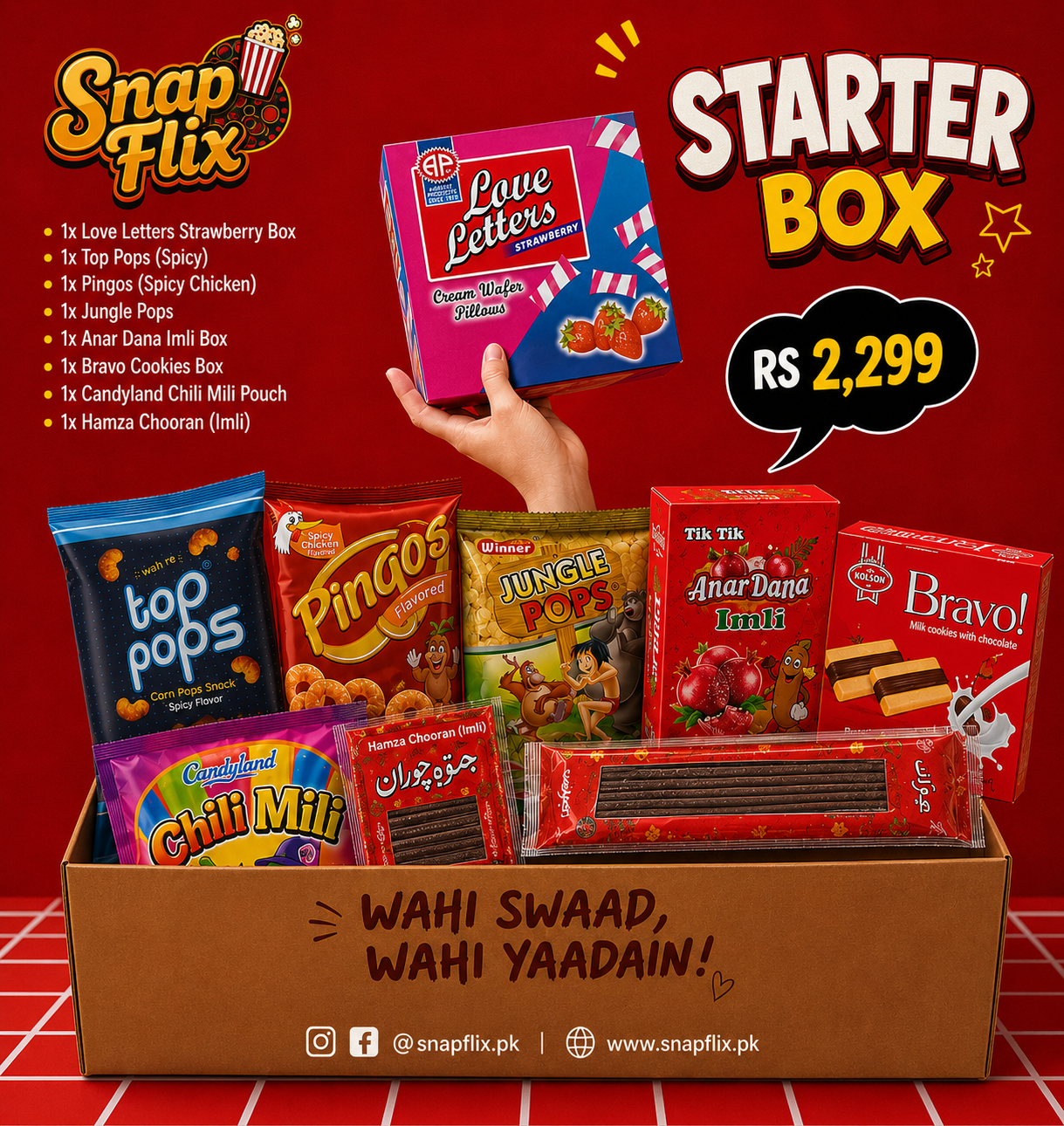 8-in-1 Snackflix Starter Box | Nostalgic Treats Pakistan 📦