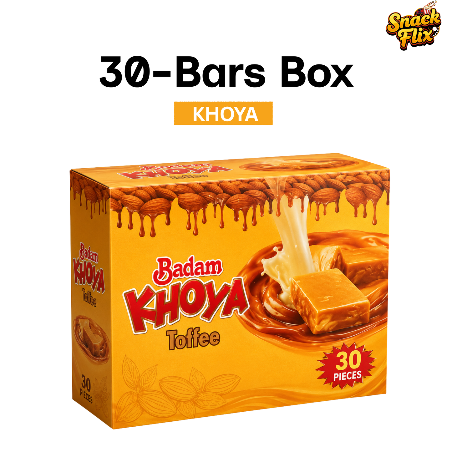 Badam Khoya Toffee – 30 Pieces Box 🍬