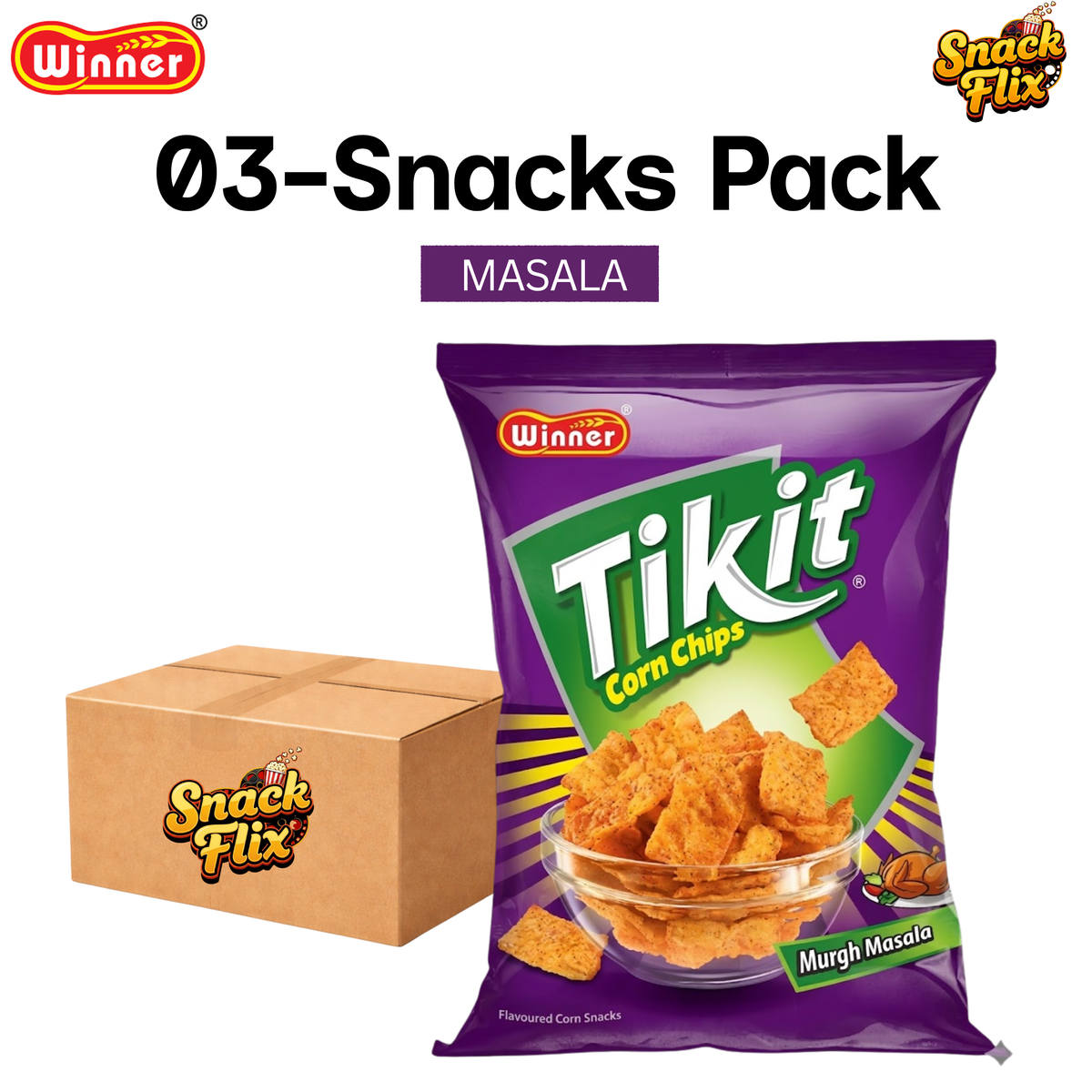Tikit Murgh Masala Corn Chips (3 Snack Packs) 🌽🌶️